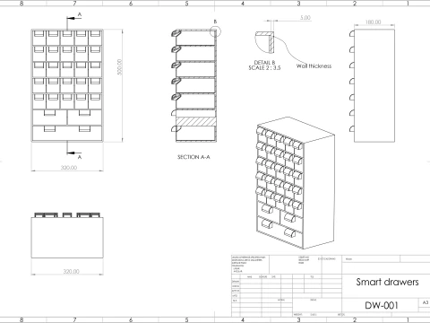 Custom Storage Cupboard with Locking Drawers 3D Print Model