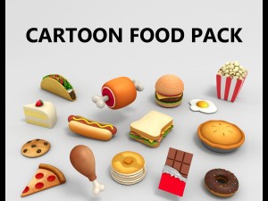 cartoon food pack Modelo 3D
