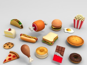 cartoon food pack 3D Model