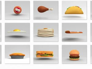 cartoon food pack 3D Model