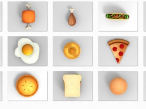 cartoon food pack 3D Model