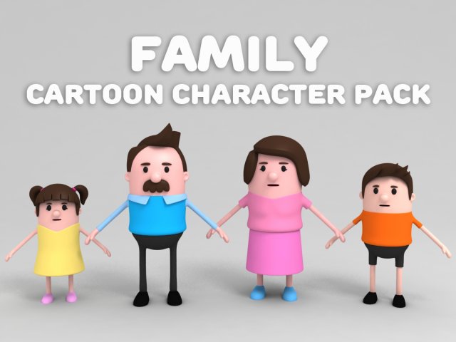 family character pack 3D Модель .c4d .max .obj .3ds .fbx .stl .blend 
