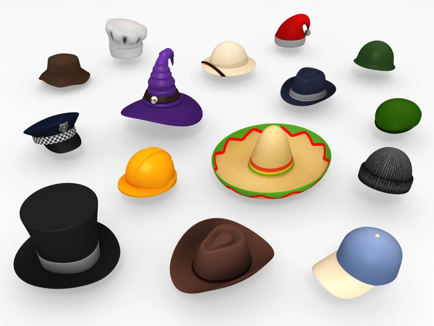 hat pack 3D Model .c4d .max .obj .3ds .fbx .stl .blend 