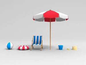 해변 소품 팩 3D 모델