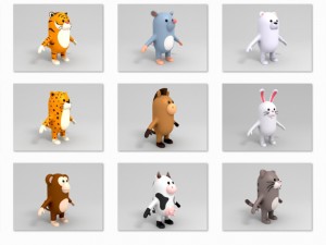 cartoon animal rigged pack 1 3D 모델