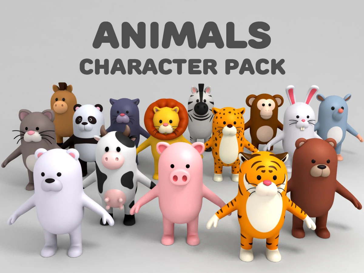 cartoon animal model pack 1 3D Model .c4d .max .obj .3ds .fbx .stl .blend