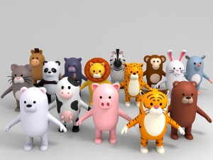 cartoon animal model pack 1 Model 3D