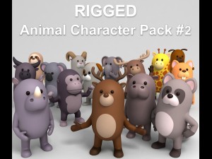 cartoon animal rigged pack 2 3D Model