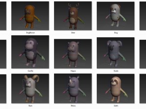 cartoon animal rigged pack 2 Modèle 3D