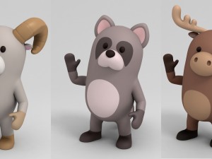 cartoon animal rigged pack 2 Modèle 3D