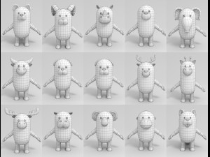 cartoon animal rigged pack 2 Modèle 3D