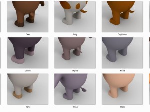 cartoon animal rigged pack 2 Modèle 3D