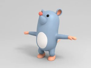 rigged rat character model 3D Model