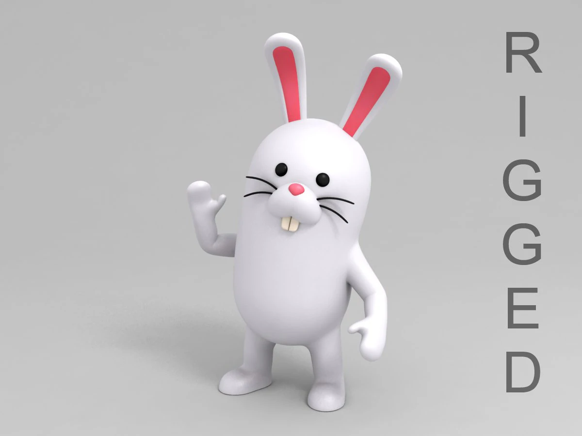 rigged rabbit character 3D Model .c4d .max .obj .3ds .fbx .stl .blend 