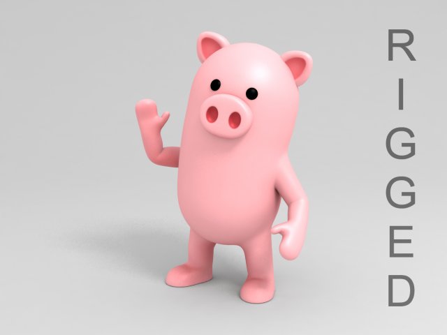 rigged pig character 3d 3Dモデル .c4d .max .obj .3ds .fbx .stl .blend 