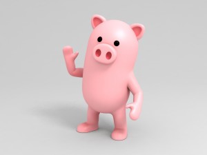 rigged pig character 3d 3Dモデル