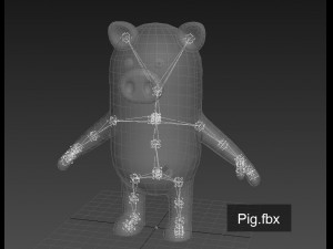 rigged pig character 3d 3Dモデル