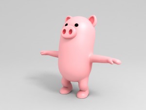 rigged pig character 3d 3Dモデル
