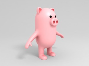 rigged pig character 3d 3Dモデル