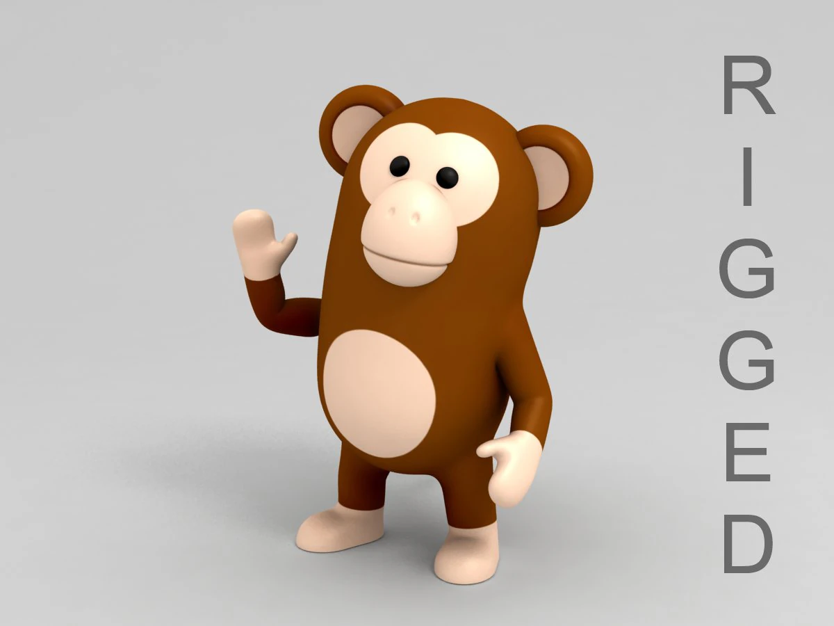 3d rigged monkey character model 3D Model .c4d .max .obj .3ds .fbx .stl .blend 