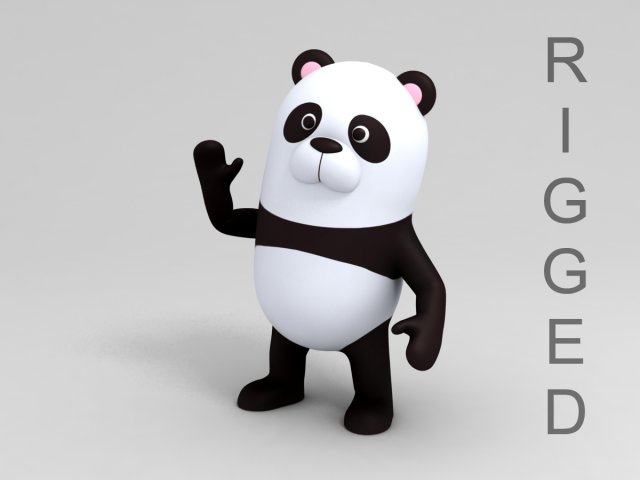 rigged panda caracter 3D Model .c4d .max .obj .3ds .fbx .stl .blend 