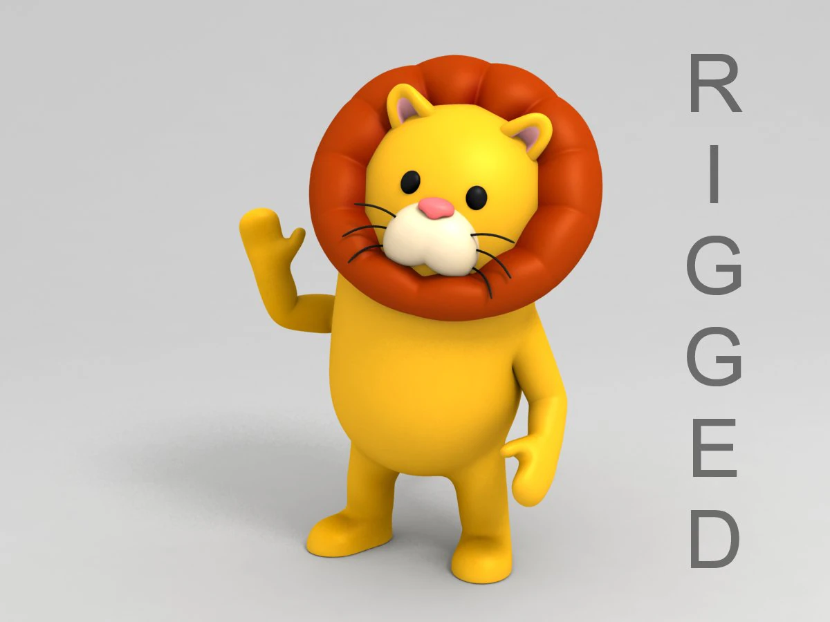 rigged lion character 3D Model .c4d .max .obj .3ds .fbx .stl .blend 