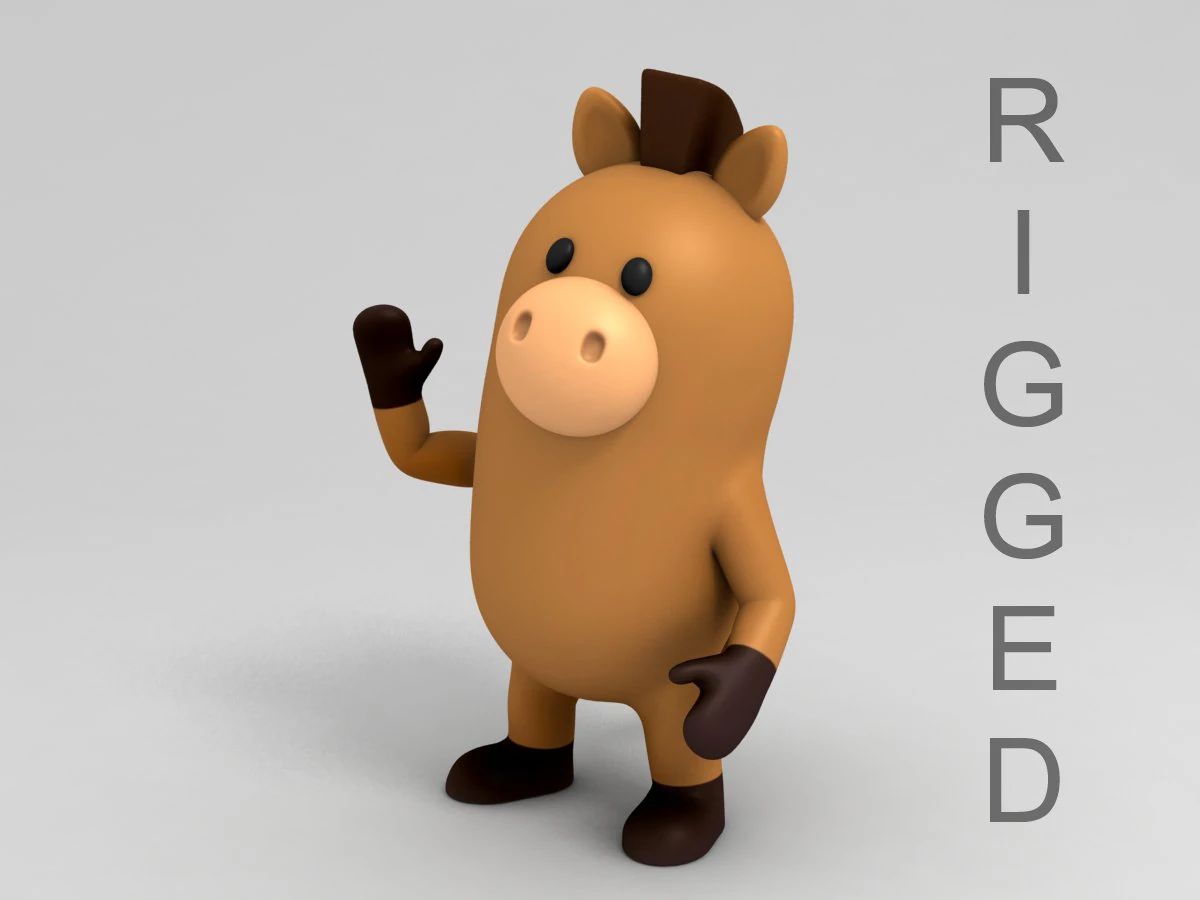 rigged horse character 3D Model .c4d .max .obj .3ds .fbx .stl .blend 