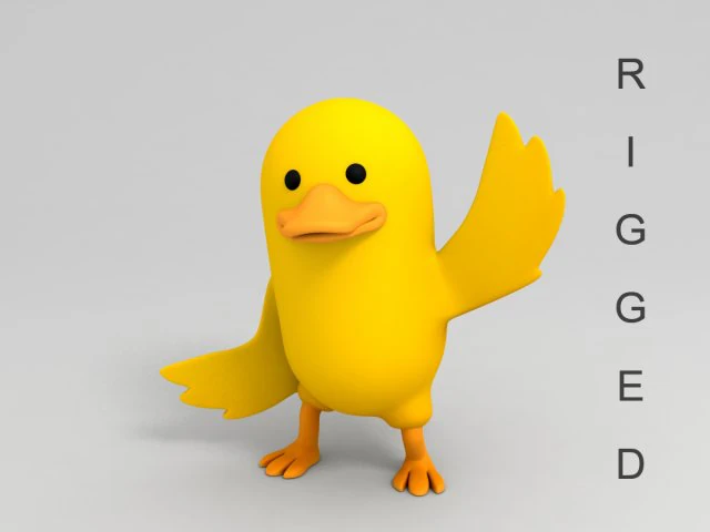 rigged yellow duck character 3D Model .c4d .max .obj .3ds .fbx .stl .blend 