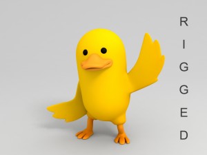rigged yellow duck character 3D मॉडल