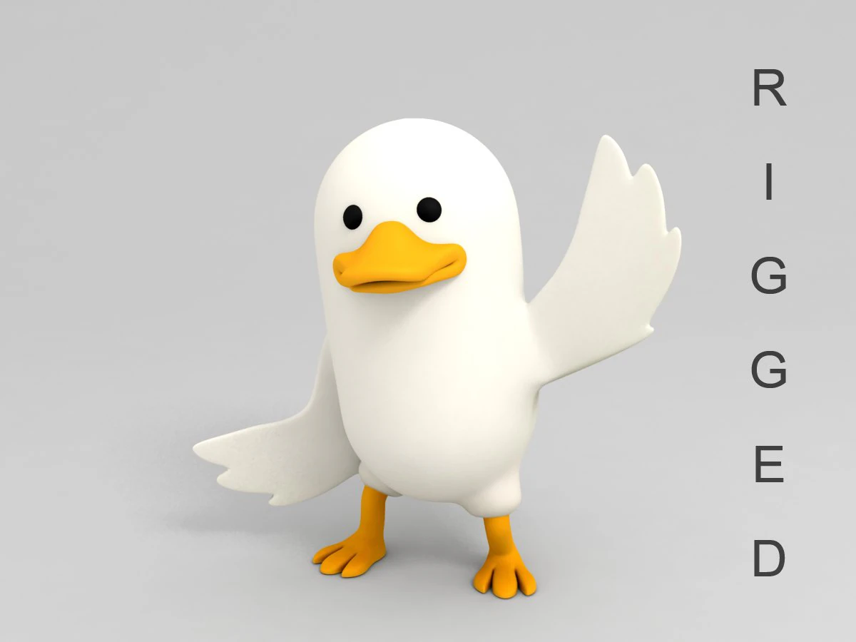 3d rigged duck character 3D Model .c4d .max .obj .3ds .fbx .stl .blend 