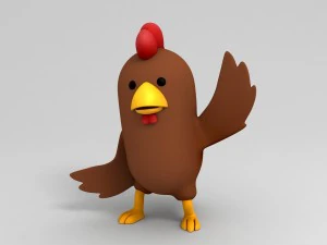 rigged brown chicken character model 3D Model