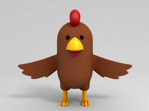 rigged brown chicken character model 3D Model