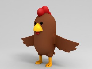 rigged brown chicken character model Model 3D