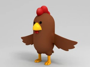 rigged brown chicken character model 3D Model