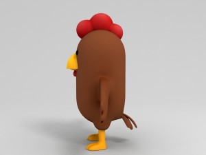 rigged brown chicken character model Model 3D