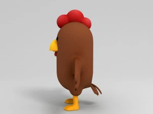 rigged brown chicken character model 3D Model