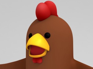 rigged brown chicken character model Model 3D