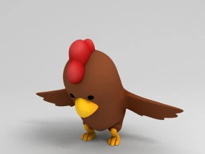 rigged brown chicken character model 3D Model