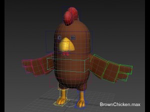 rigged brown chicken character model Model 3D