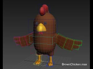 rigged brown chicken character model 3D Model