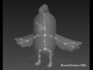 rigged brown chicken character model Model 3D