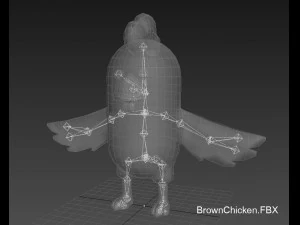 rigged brown chicken character model 3D Model