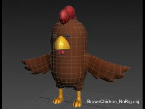 rigged brown chicken character model 3D Model