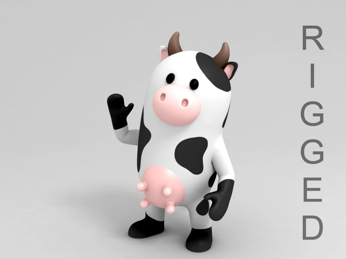 rigged cow character 3d 3D Model .c4d .max .obj .3ds .fbx .stl .blend 