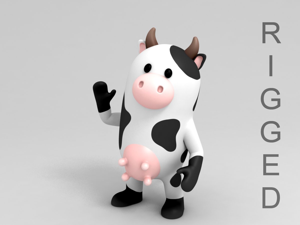 Rigged Cow Character 3d 3d Model In Cow 3dexport