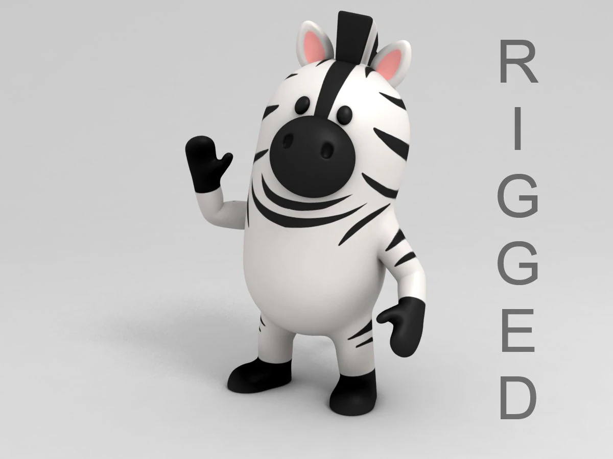 rigged zebra character 3d 3D Model .c4d .max .obj .3ds .fbx .stl .blend