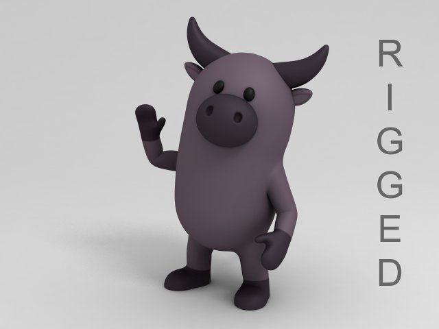 rigged cartoon buffalo 3D मॉडल .c4d .max .obj .3ds .fbx .stl .blend 