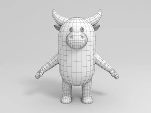 bufalo dei cartoni animati truccato Modello 3D