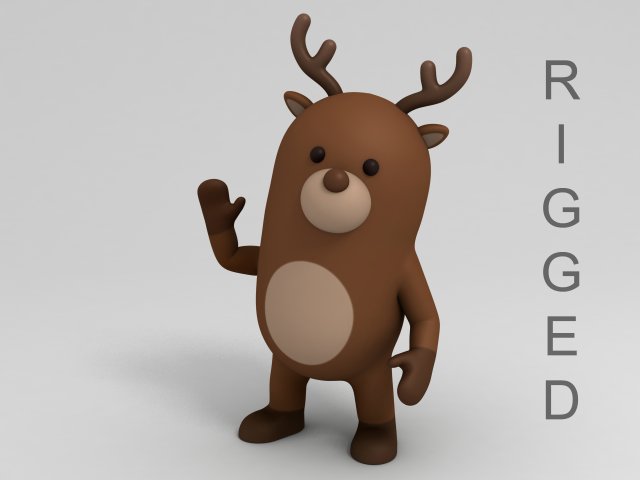 rigged cartoon reindeer 3D 모델 .c4d .max .obj .3ds .fbx .stl .blend 