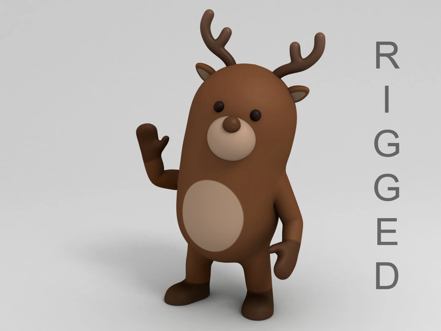 rigged cartoon reindeer 3D Model .c4d .max .obj .3ds .fbx .stl .blend 